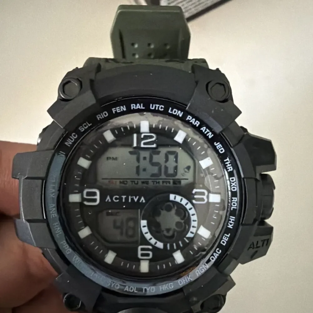 Activa X Men's Watch Black Analog Digital, Green Camouflage Quartz 54.5 mm